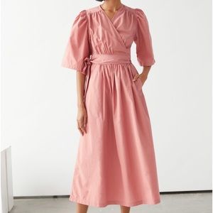 & Other Stories Pink Wrap Midi Dress Sz 8